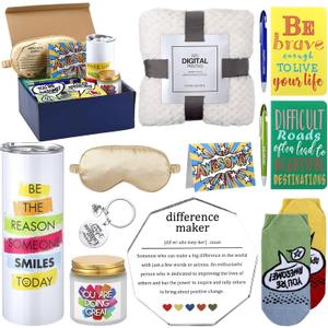 Singhoow 13 Pcs Christmas Thank You Gift Box for Women Teacher Appreciation Week Employee Appreciation Gift Basket Pens Cards Bath Salt Ball Mug for Xmas Coworkers Teacher Nurse Mom Staff Volunteer