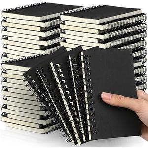 Jutom 100 Pcs Small Spiral Notebooks Memo Pads 3x5 Bulk Small Pocket Notebooks Mini Notepads with Lined Pages Mini Journals for Office School Work Supplies, 120 Pages (Black)
