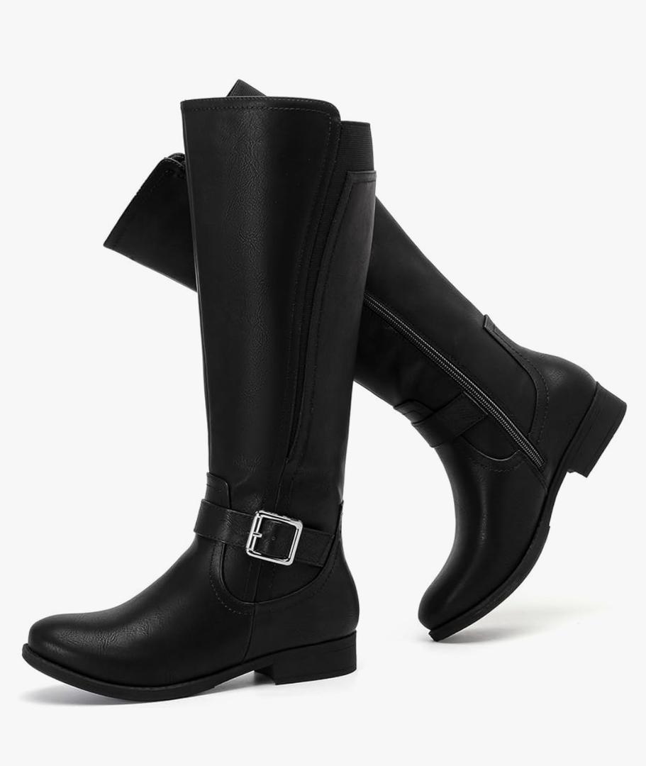 Women's Slouchy Knee High Boots Comfortable Wide Calf Platform Flat Tall Boot Stylish Round Toe Fall Winter Casual Boots for Women. 8.5
