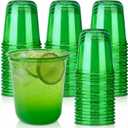 50pcs 12oz Disposable Stemless Glasses,PET Disposable Drinking Cups,Cold Party Clear Plastic Wine Glasses for Parties Birthday,Wedding,Meeting,Christmas Party Supplies. (Green)