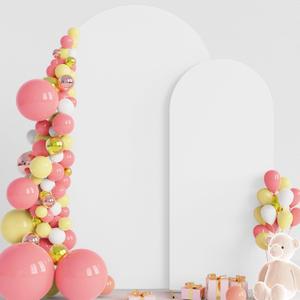 Wokceer Arch Backdrop Cover 7.2FT,6FT White Arch Covers Stretchy Backdrop Set of 2 Spandex Fitted Balloon Arch Cover Round Top Chiara Backdrop Cover for Wedding Birthday Party Baby Shower Decor, White