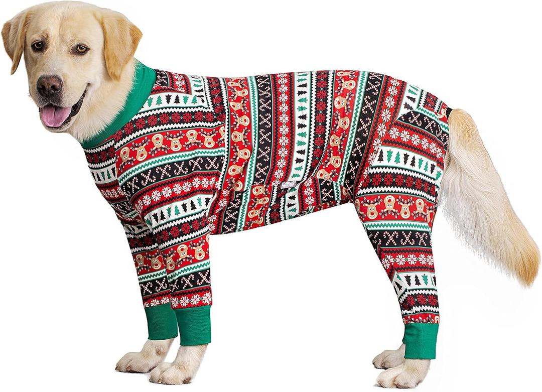 Christmas Dog Recovery Suit for Dogs After Surgery Anti Shedding Suit,Large Dog Bodysuit After Surgery Wear,for Female Male Abdominal Wounds Spay or Skin Diseases (36 (Chest 37.8 In | Backlength 25.98 In))