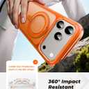 MAGIC JOHN Heavy Duty for iPhone 17 Pro Max Case with Stand, Fit for MagSafe, 360 Magnetic Ring Holder, Camera Control Cases, Shockproof Phone Case for iPhone 17 Pro Max 6.9", Rugged Cover, Orange
