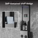ELLO&ALLO LED Rainfall Shower Head and Rain Massage System with Body Jets Stainless Steel Bathroom Shower Panel Tower System with Shelf, Brushed Nickel&Black