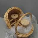 Wicker Baby Carriage Wicker Stroller for Baby Shower Vintage Woven Rattan Flower Basket Decorative Cart Storage with Handle for Floral Arrangement Wedding Photo Props(Wood Color,20 in)