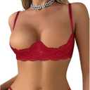 SOLY HUX Women's Sexy Lace Bra Lace Push Up Lingerie Naughty Bras Open Cup Sheer Shelf Corset Tops Nightwear 1/4 Cups, L