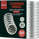 84Pcs Regular Mouth Mason Jar Canning Rings, Replacement Rings or Tops Durable & Rustproof Tinplate Metal Bands/Rings for Mason Jar (Silver, 84 PCS Regular Mouth Rings)