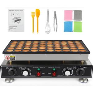 Commercial Mini Pancake Maker 50PCS Dutch Pancake Maker 1600W Mini Pancakes Maker Machine, Restaurant Dorayaki Maker Stainless Steel Poffertjes Maker, Non-stick Coating