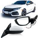 Lqito Left Driver Side Door Mirror For 2016-2021 HONDA CIVIC LX SE Sport with Power Mirror Manual Folding Non-Heat Match to Taffeta White Replace 76258-TBA-A02ZA HO1320283(3 Pins)