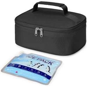 Bagseri Small Insulated Lunch Bag with Ice Pack - 4L Lunch Box, Black