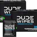 DUDE Wipes On-The-Go Unscented Travel Wipes - 1 Pack, 60 Count (Individually Wrapped) - Extra-Large Adult Flushable Wipes for Sensitive Skin - Infused with Vitamin E & Aloe - Septic and Sewer Safe