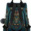 ALAZA Owl Print Ethnic Backpack Purse for Women Anti Theft Fashion Back Pack Shoulder Bag