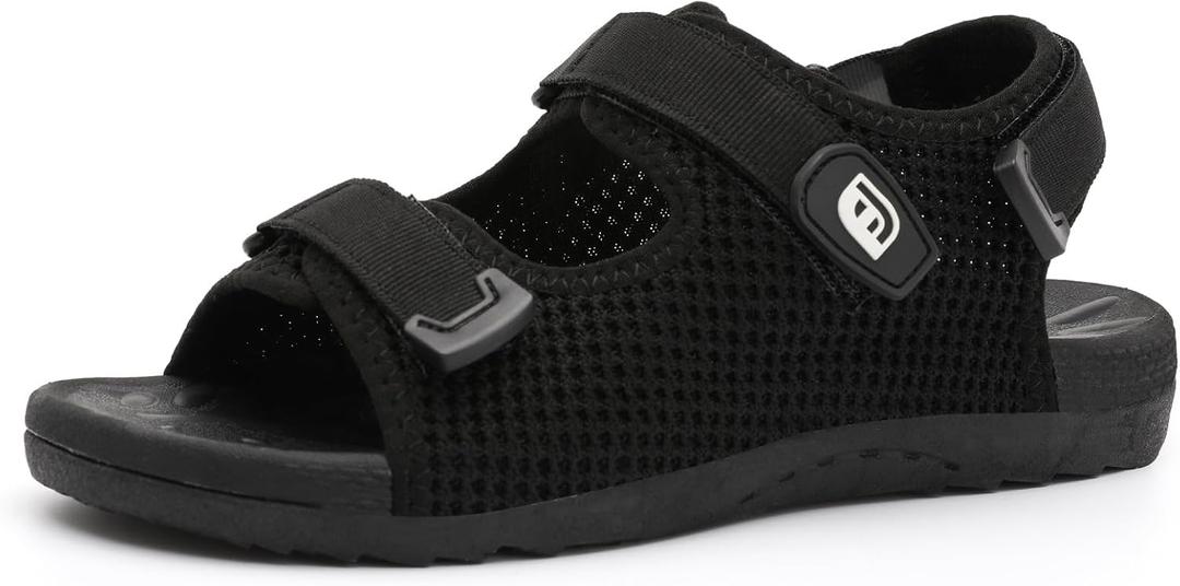 JOINFREE Womens Orthopedic Walking Hiking Sandals Adjustable Open Toe Sports Water Sandals with Plantar Fasciitis Arch Support Thick Athletic Cushion Outdoor Beach Sandals (8.5 Wide, Black)