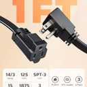 DEWENWILS 1 Ft Extension Cord with 3-Prong Flat Plug, 15A/1875W 14/3 SPT-3 Flat Wire, Space-Saving for Home Office Appliances & Electronics, ETL Certified, 3-Pack, Black