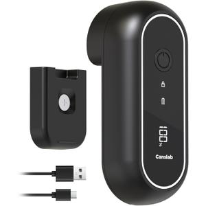 Canslab Turbo Rechargeable Can Opener - Professional Grade Blade, Auto-Stop, LED Battery Life Display, Wall-mountable, Side Cut Electric Can Opener for Smooth Edge, Hands-free Operation,USB-C Charging, Black
