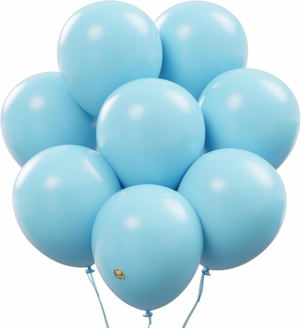 AFTERLOON Biodegradable Balloons Baby Blue 12 Inch 100 Pack, Matte Color Thickened Extra Strong Latex Helium Float, for Baby Shower Gender Reveal Garland Arch Wedding Birthday Party Decorations