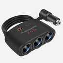 5 in 1 Cigarette Lighter Splitter, 3 Socket Car Charger Adapter + Type-C PD15W Charging + USB Charging Ports, Plug Outlet for All Car 12V/24V Devices