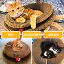KITTY KURLZ Interactive Cat Toy & Cardboard Cat Scratcher, Collapsible Ball Track with Bell, Reversible Scratch Ring for Play, Chase and Lounge