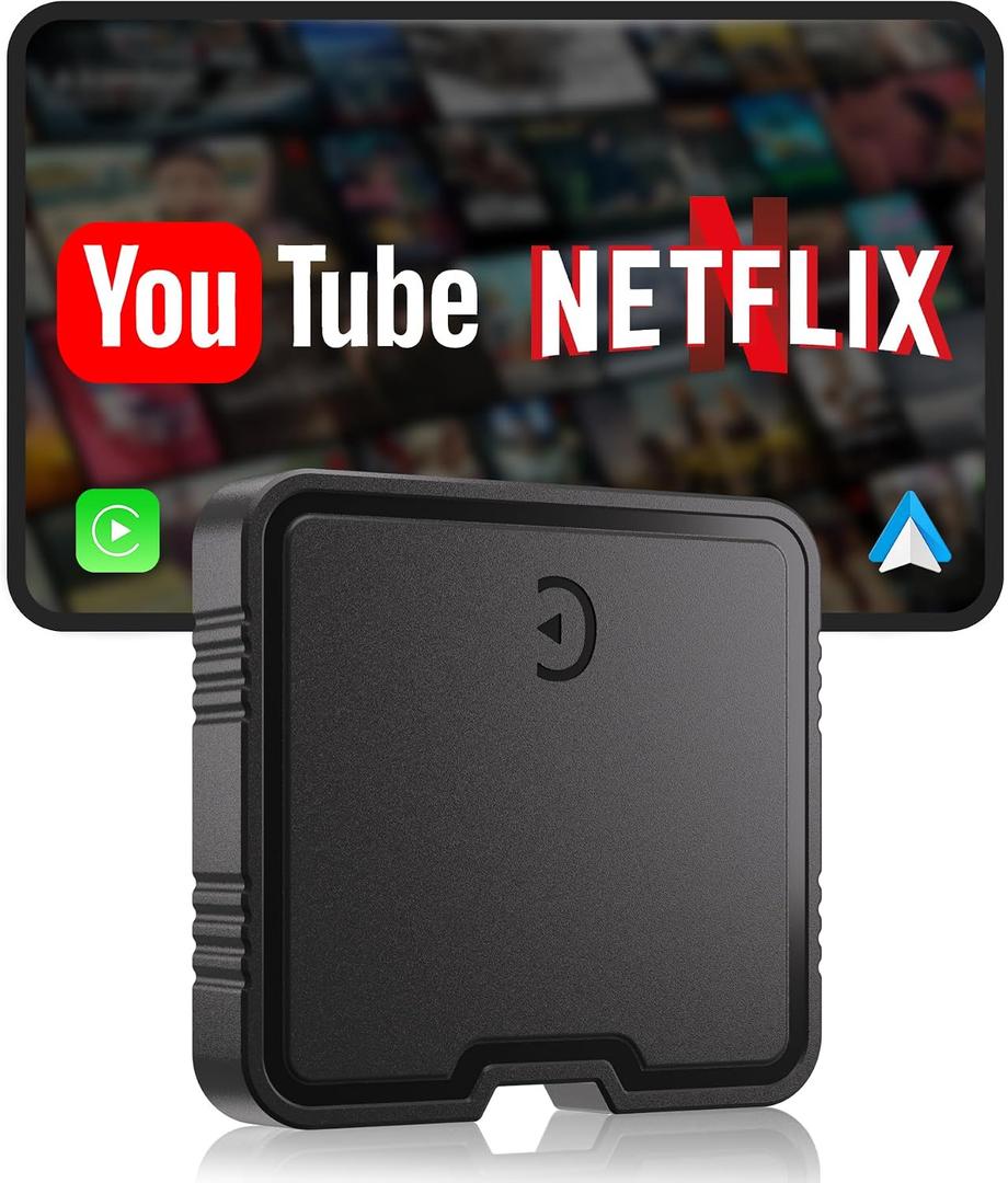 Wireless CarPlay Adapter AI Box for iPhone & Android Auto YouTube & Netflix Support, TF Card Offline Playback, Plug and Play, Wired to Wireless Conversion, Stable 5.8GHz WiFi & Bluetooth 5.3