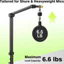 Design for Shure SM7B SM7dB MV7 Never-Sag Mic Boom Arm, Extra-Long 950mm Reach, 6.6lbs Load Capacity, Gear-Lock Suspension Microphone Stand Desk Mount for Blue Yeti Rode Heavy Mics