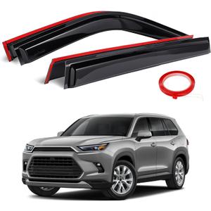 AUXKO Rain Guards Window Visors for Toyota Grand Highlander 2024 2025 - Updated with 3M Tape Tape-On Side Window Wind Deflectors & Visors Accessories for Toyota Grand Highlander Car Windows Black
