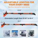 62.4" Foldable Snow Brush and Ice Scrapers for Car Windshield, Adjustable & Extendable Ice Removal Tool with Non-Slip Foam Grip, 180 Pivoting Snow Brush for Car, SUV, Truck