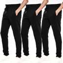 WHITE PEAK TRADING COMPANY Mens Joggers with Pockets, 3 Pack Fleece Casual Sweatpants for Men Athletic Pants with Drawstring (Black, XL)