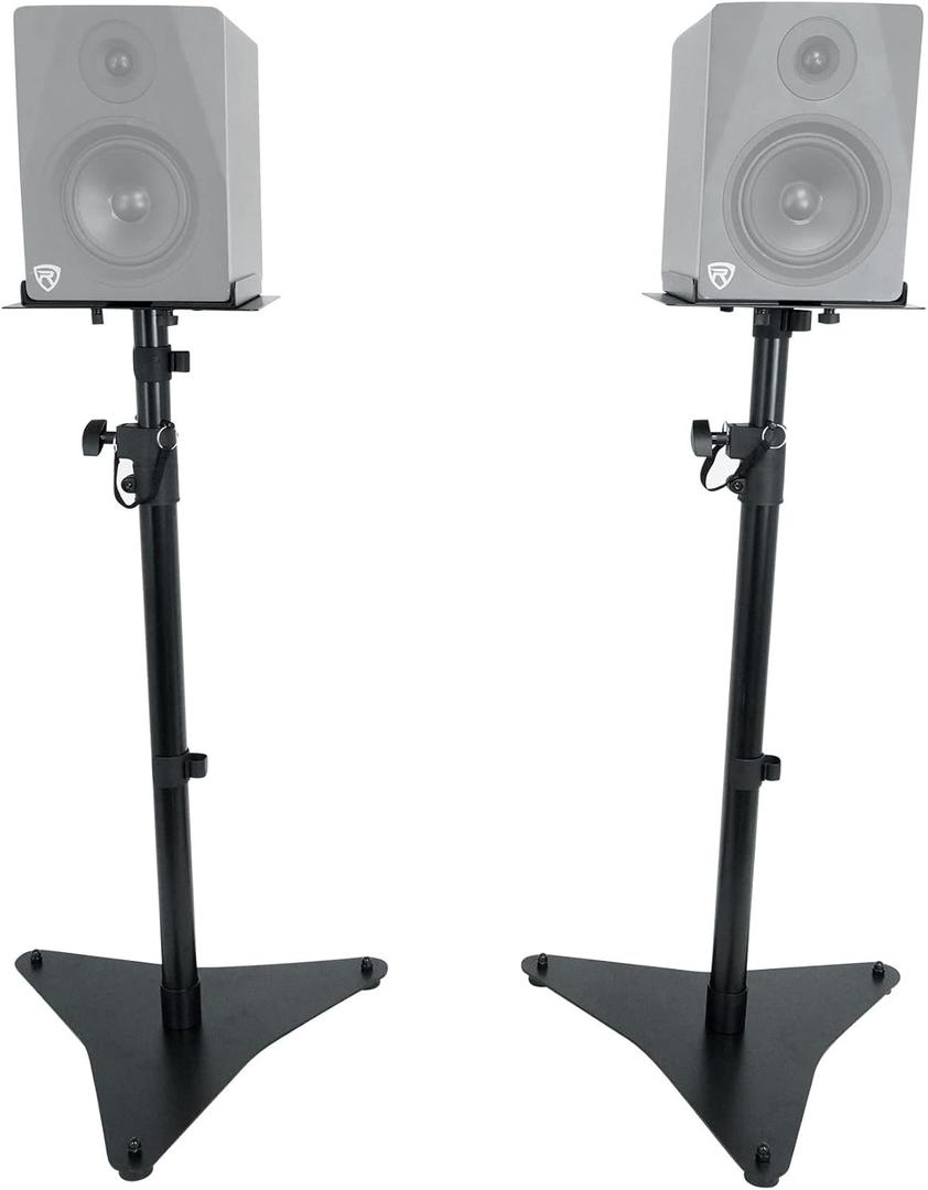 Rockville RVSM5 Pair Studio Monitor Bookshelf Speaker Stands w/Adjustable Height Black