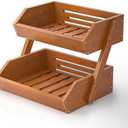 G.a HOMEFAVOR Fruit Basket for Kitchen, 2-Tier Fruit Bowl for Kitchen Counter, Vegetable Storage Stand for Fruit Shop, 15 mm Thickness, Brown