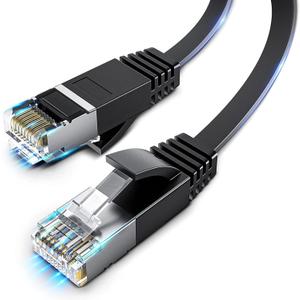 Cat 6 Ethernet Cable, 3FT/6FT/10FT/15FT/20FT/30FT/50FT/100FT Flat High Speed Internet & Network Cable, RJ45 Connectors,Professional LAN Cable,Shielded for Indoor & Outdoor Use (50FT-CAT6)