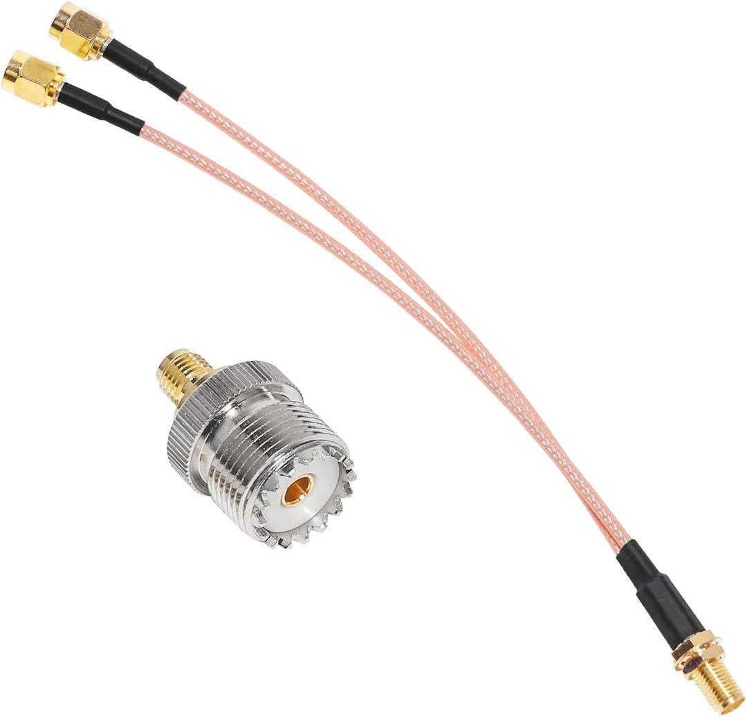 Anina SMA Female to Dual SMA Male Y Splitter Coaxial Extension Cable with SMA Female to UHF Female SO239 Low-Loss Antenna Adapter for 3G 4G 5G LTE ADS-B Ham GPS WiFi RF Radio (Not for TV)