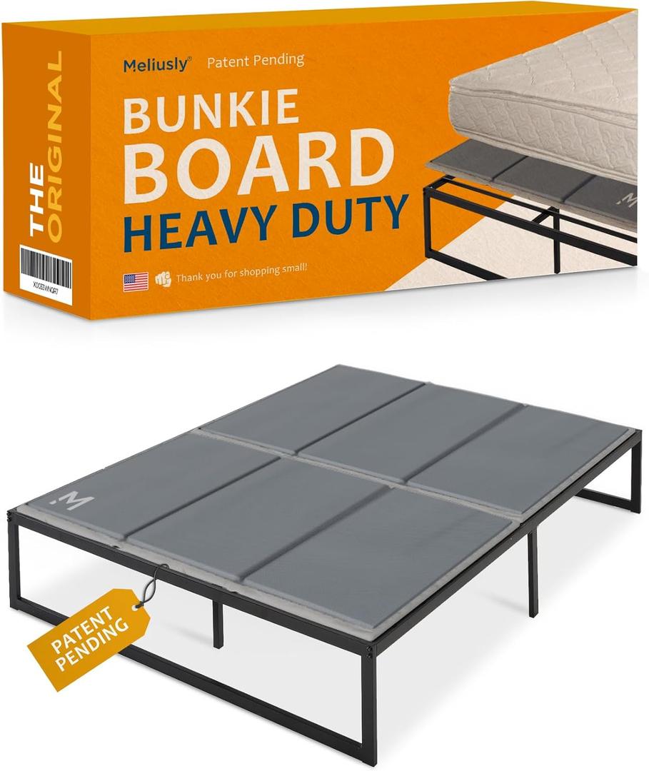 Meliusly Heavy Duty 10mm Bunkie Board Queen Size (60x80'') Patent Pending Low Profile Bed Board Design - Breathable, Noise Minimizing, Moisture Resistant Bunkie Boards, Low Profile Bed Support