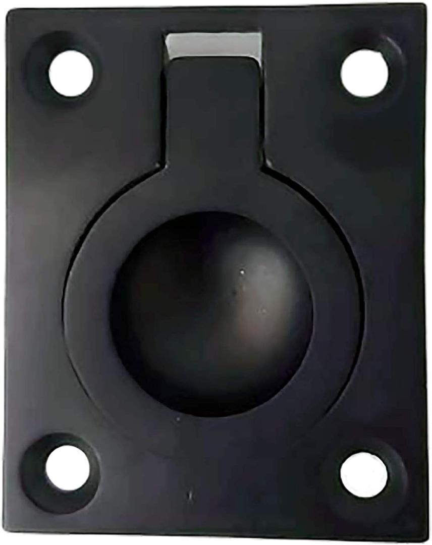 QCAA Solid Brass Flush Ring Pull, 36.5 x45 mm, Matte Black, 1 Pack, Made in Taiwan
