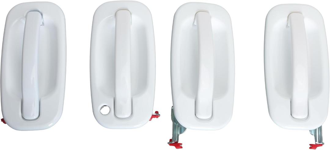 4Pcs Olympic White Exterior Door Handle Fit for Chevrolet Silverado for Avalanche for Suburban for Tahoe, for Sierra for Yukon Fit for Cadillac Escalade, Outside Door Handles GM1310129 GM1311147