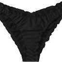 Milumia Women's Bikini Bottoms Solid Ruched Lettuce Trim Swim Bottom Swimwear (Large, Black)