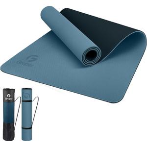 Yoga Mat Non Slip, Eco Friendly Fitness Exercise Mat with Carrying Strap,Pro Yoga Mats for Women,Workout Mats for Home, Pilates and Floor Exercises (0.31*24*72 Inches, Grey Blue / Black)