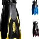 Cressi Snorkeling Adjustable Fins for All Family - Long Blade Versatile Open Heel Flippers - Palau: Made in Italy S/M