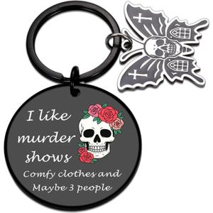 Halloween Keychain Boo Basket Stuffers Gifts Funny Gothic Skull Dark Humor Engraving Spooky Witchy Accessory for Women, Witchy Gifts for Women Halloween Basket Stuff Gift for Teen Girl Cool