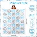 HunnmingRe Volleyball Blanket 50''x60'', Coquette Blue Bow Pink Soft Throw Blanket Volleyball Gifts for Girls Women Team Players Coach Unique Gifts for Sports Lovers