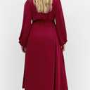 City Chic Women's Plus Size Dress - Ivanna V Neck Maxi (Dark Cherry, Size 12/XXS)