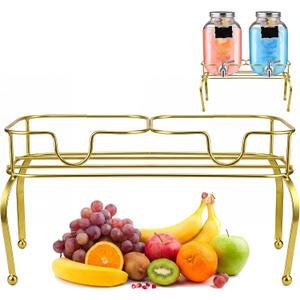 Blulu 2 Gallon Metal Drink Dispenser for Parties Gold Beverage Dispenser with 2 Compartments Stand Large Water Drink Dispensers Only for Glass Jar Bottles, Ideal for Lemonade Party Drinks