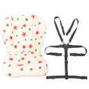 Twoworld Baby High Chair Seat Cushion Liner Mat Pad Cover and High Chair Straps (5 Point Harness) 1 Suit (Stars) (Ashown)