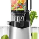 Cold Press Juicer, 5.8" Wide Feed Chute Juice Extractor Machine with 400W, High Juice Yield, Slow Masticating Juicer for Whole Vegetables & Fruits, Silver Gray