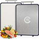 Titanium Cutting Board for Kitchen- Double Sided Cutting Board with Stand, Textured Food-Grade Pure Titanium Side for Chopping Meat, PP Side for Vegetables, Easy to Clean(14.511, 1 PC)