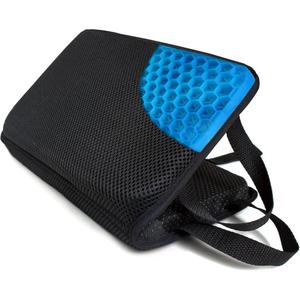 SOJOY Travel Seat Cushion for Long Sitting, Portable Gel Seat Cushion for Airpline, Truck, Stadium, Office,Wheelchair, Cooling Gel Seat Cushion for Tailbone Pressure Sciatica Pain Relief(Black) 16x11"