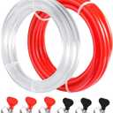 5ft Kegerator CO2 Gas Line and Beer Lines, ID 5/16'' Red Co2 Gas Hose and ID 3/16'' Clear Beer Keg Lines Food-Grade PVC Tube with 6PCS Hose Clamps for Home Brewing