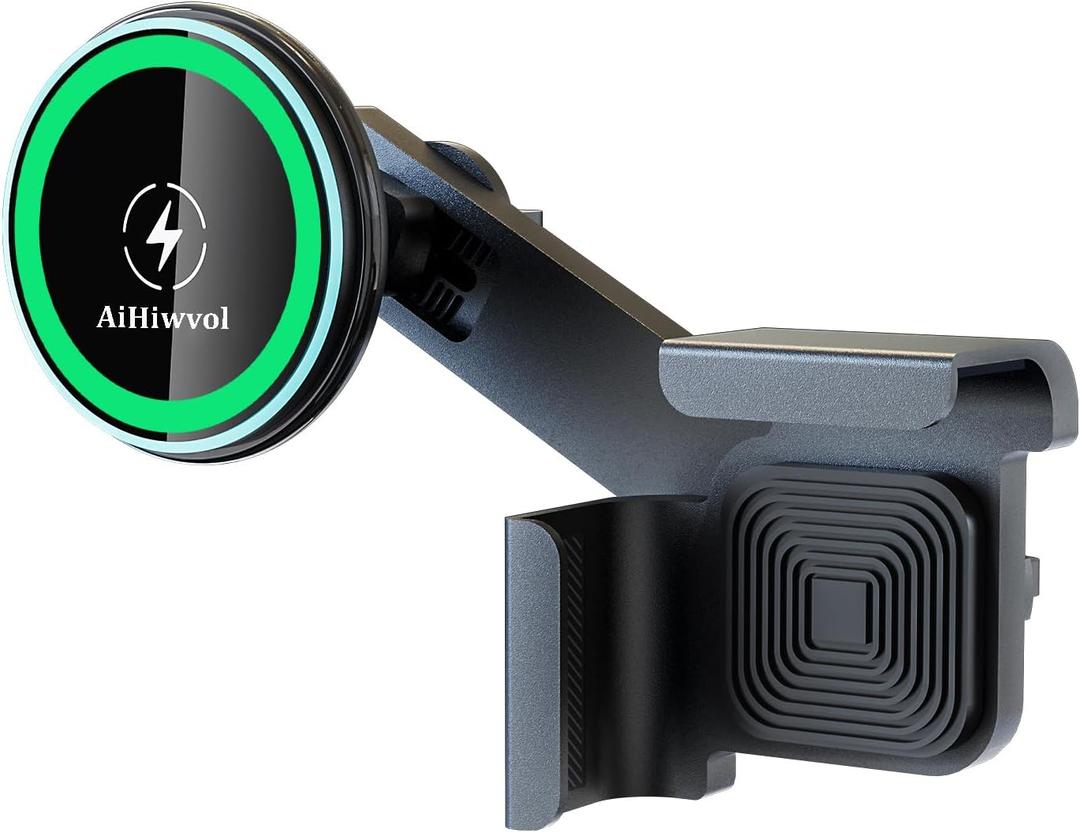 for Qi2 15W Tesla Magsafe Charger [Heat Restriction], Tesla Phone Mount Charger for Model Y/3 Screen[Stable Metal Holder], Wireless Fast Charging for iPhone 17 to 12 Series with 40 C-C Cable