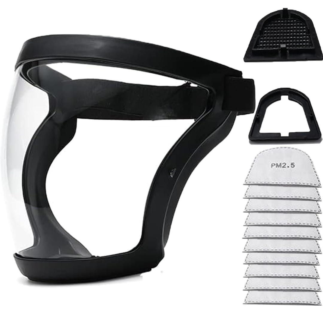 Full Face Shield for Adults Women Men1 pack), Full Face Super Protective Shields, Adjustable reusable high-definition plastic face shield with Super Lightweight, High-Definition, Anti-Fog (White)