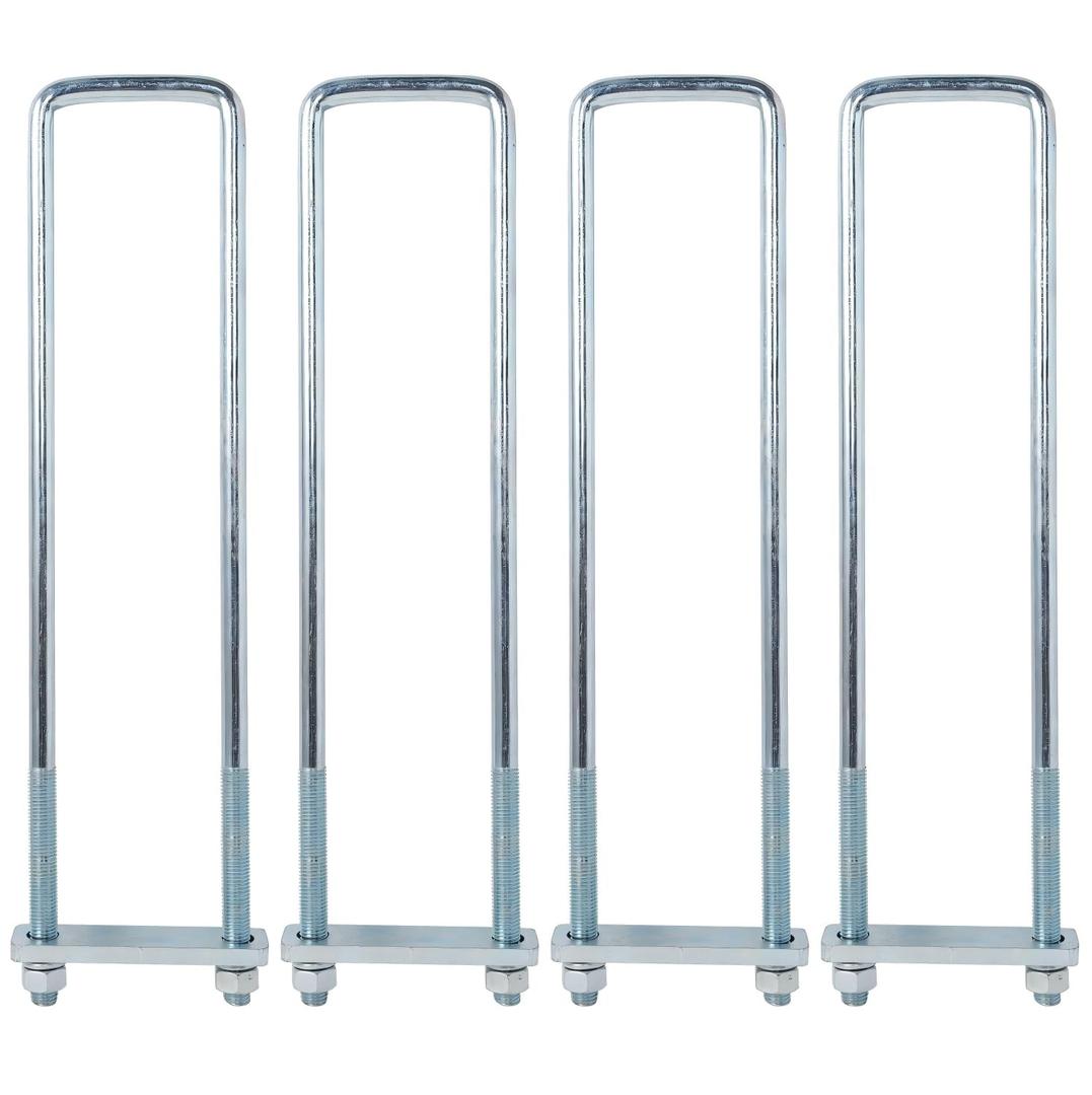 BGTLGIO 4Pack 4 X 12" Square Bend U-Bolt Kit, Heavy Duty Steel 5/8 Inch Diameter, 4 Complete Sets with 1-1/8" x 6" Tie Bars for Truck Chassis.