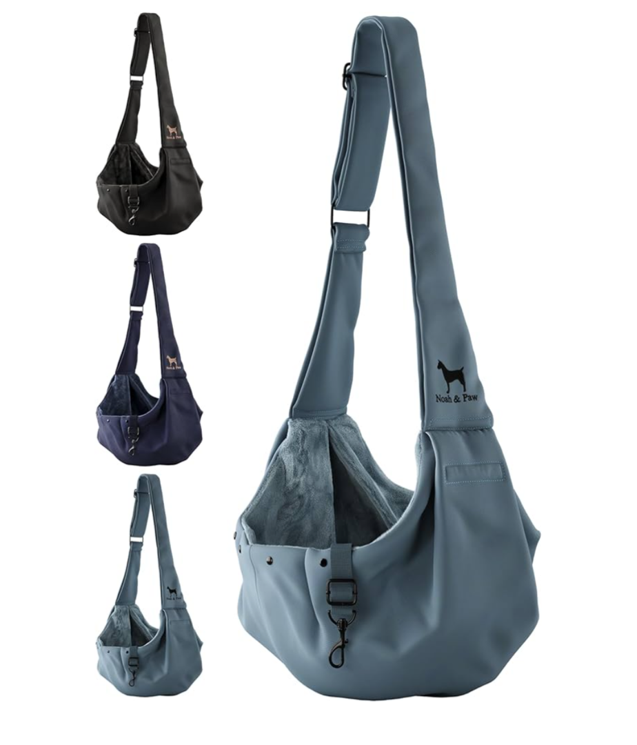 Noah & Paw Dog Sling Carrier for Small Dogs 5-18 Lb, Dog Sling for Small Dogs and Cats, Dog Carrier with Adjustable Padded Strap, Premium Twill, Lined with Fur, Double Safety Feature, Machine Washable